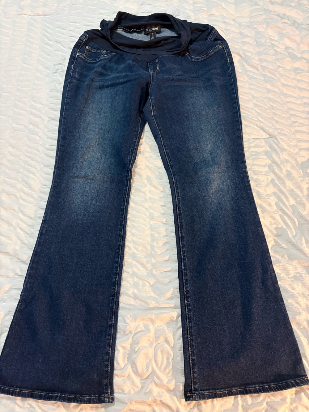 Indigo Blue Dark Blue Flare Maternity Jeans